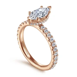 Best Gabriel & Co. Alina - 14K Rose Gold Hidden Halo Marquise Shape Diamond Engagement Ring
