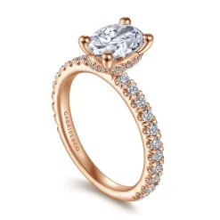 Best Gabriel & Co. Alina - 14K Rose Gold Hidden Halo Oval Diamond Engagement Ring