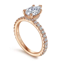 New Gabriel & Co. Alina - 14K Rose Gold Hidden Halo Pear Shape Diamond Engagement Ring