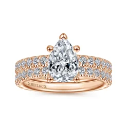 New Gabriel & Co. Alina - 14K Rose Gold Hidden Halo Pear Shape Diamond Engagement Ring