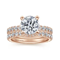 Discount Gabriel & Co. Alina - 14K Rose Gold Hidden Halo Round Diamond Engagement Ring