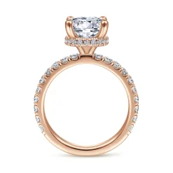 Discount Gabriel & Co. Alina - 14K Rose Gold Hidden Halo Round Diamond Engagement Ring