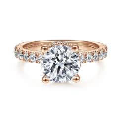 Discount Gabriel & Co. Alina - 14K Rose Gold Hidden Halo Round Diamond Engagement Ring