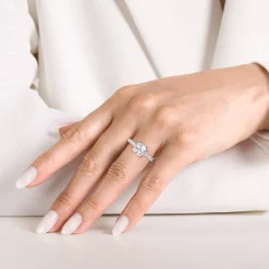 Outlet Gabriel & Co. Alina - 14K White Gold Cushion Hidden Halo Diamond Engagement Ring