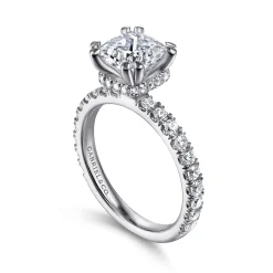 Outlet Gabriel & Co. Alina - 14K White Gold Cushion Hidden Halo Diamond Engagement Ring