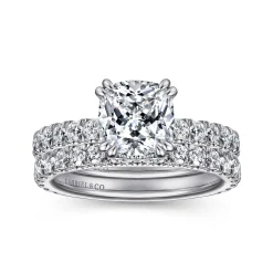 Outlet Gabriel & Co. Alina - 14K White Gold Cushion Hidden Halo Diamond Engagement Ring