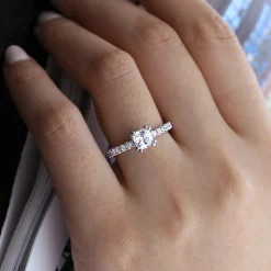 Hot Gabriel & Co. Alina - 14K White Gold Cushion Hidden Halo Diamond Engagement Ring