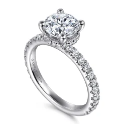Gabriel & Co. Alina - 14K White Gold Hidden Halo Round Diamond Engagement Ring