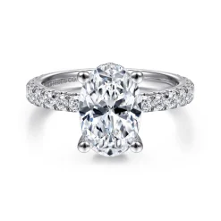 Outlet Gabriel & Co. Alina - 14K White Gold Hidden Halo Oval Diamond Engagement Ring