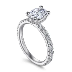 New Gabriel & Co. Alina - 14K White Gold Hidden Halo Oval Diamond Engagement Ring