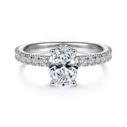 New Gabriel & Co. Alina - 14K White Gold Hidden Halo Oval Diamond Engagement Ring