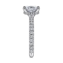 New Gabriel & Co. Alina - 14K White Gold Hidden Halo Oval Diamond Engagement Ring