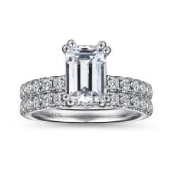 Gabriel & Co. Alina - 14K White Gold Hidden Halo Emerald Cut Diamond Engagement Ring