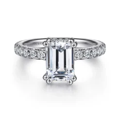 Gabriel & Co. Alina - 14K White Gold Hidden Halo Emerald Cut Diamond Engagement Ring
