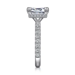 Gabriel & Co. Alina - 14K White Gold Hidden Halo Emerald Cut Diamond Engagement Ring