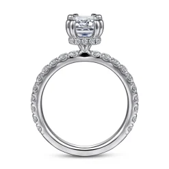 Gabriel & Co. Alina - 14K White Gold Hidden Halo Emerald Cut Diamond Engagement Ring