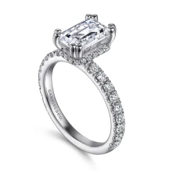 Gabriel & Co. Alina - 14K White Gold Hidden Halo Emerald Cut Diamond Engagement Ring