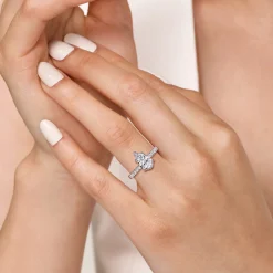 Gabriel & Co. Alina - 14K White Gold Hidden Halo Pear Shape Diamond Engagement Ring