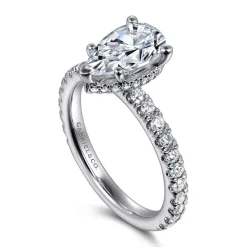 Gabriel & Co. Alina - 14K White Gold Hidden Halo Pear Shape Diamond Engagement Ring
