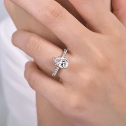 Gabriel & Co. Alina - 14K White Gold Hidden Halo Pear Shape Diamond Engagement Ring