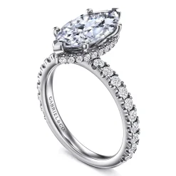 Best Gabriel & Co. Alina - 14K White Gold Hidden Halo Marquise Shape Diamond Engagement Ring