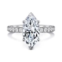 Best Gabriel & Co. Alina - 14K White Gold Hidden Halo Marquise Shape Diamond Engagement Ring