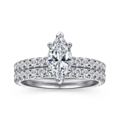 New Gabriel & Co. Alina - 14K White Gold Hidden Halo Marquise Shape Diamond Engagement Ring