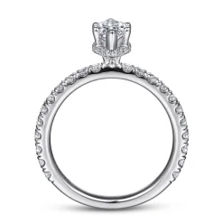 New Gabriel & Co. Alina - 14K White Gold Hidden Halo Marquise Shape Diamond Engagement Ring