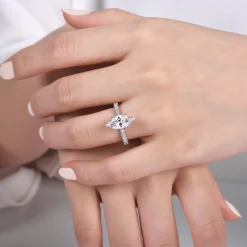 Clearance Gabriel & Co. Alina - 14K White Gold Hidden Halo Marquise Halo Diamond Engagement Ring