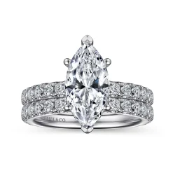 Clearance Gabriel & Co. Alina - 14K White Gold Hidden Halo Marquise Halo Diamond Engagement Ring