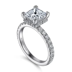 Gabriel & Co. Alina - 14K White Gold Princess Hidden Halo Diamond Engagement Ring