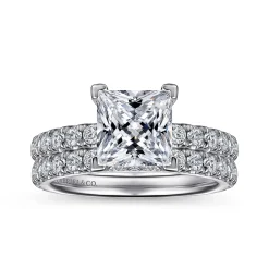 Gabriel & Co. Alina - 14K White Gold Princess Hidden Halo Diamond Engagement Ring