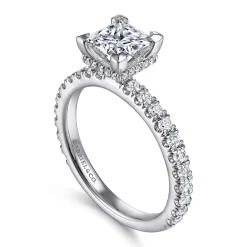 Discount Gabriel & Co. Alina - 14K White Gold Princess Hidden Halo Diamond Engagement Ring