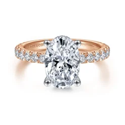 Clearance Gabriel & Co. Alina - 14K White-Rose Gold Oval Diamond Engagement Ring