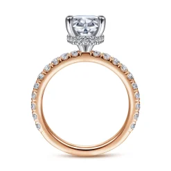 Clearance Gabriel & Co. Alina - 14K White-Rose Gold Oval Diamond Engagement Ring