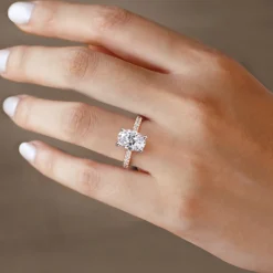 Clearance Gabriel & Co. Alina - 14K White-Rose Gold Oval Diamond Engagement Ring