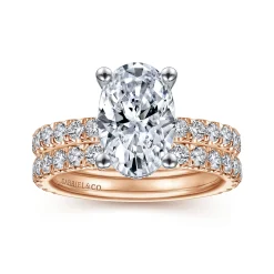 Clearance Gabriel & Co. Alina - 14K White-Rose Gold Oval Diamond Engagement Ring