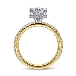 Clearance Gabriel & Co. Alina - 14K White-Yellow Gold Hidden Halo Round Diamond Engagement Ring