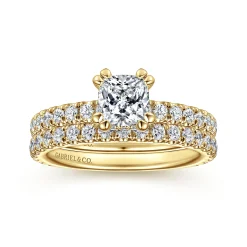 Sale Gabriel & Co. Alina - 14K Yellow Gold Cushion Hidden Halo Diamond Engagement Ring