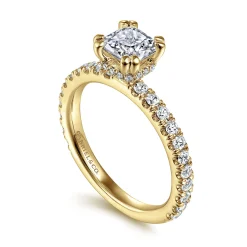 Sale Gabriel & Co. Alina - 14K Yellow Gold Cushion Hidden Halo Diamond Engagement Ring