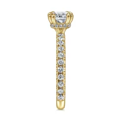 Sale Gabriel & Co. Alina - 14K Yellow Gold Cushion Hidden Halo Diamond Engagement Ring