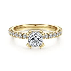 Sale Gabriel & Co. Alina - 14K Yellow Gold Cushion Hidden Halo Diamond Engagement Ring