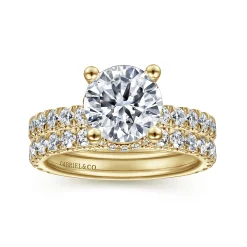 Clearance Gabriel & Co. Alina - 14K Yellow Gold Hidden Halo Round Diamond Engagement Ring