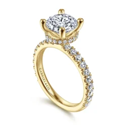 Clearance Gabriel & Co. Alina - 14K Yellow Gold Hidden Halo Round Diamond Engagement Ring