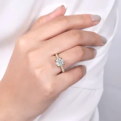 Clearance Gabriel & Co. Alina - 14K Yellow Gold Hidden Halo Round Diamond Engagement Ring