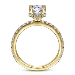 New Gabriel & Co. Alina - 14K Yellow Gold Hidden Halo Round Diamond Engagement Ring
