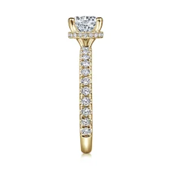 New Gabriel & Co. Alina - 14K Yellow Gold Hidden Halo Round Diamond Engagement Ring