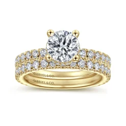 New Gabriel & Co. Alina - 14K Yellow Gold Hidden Halo Round Diamond Engagement Ring