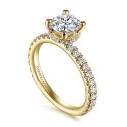 New Gabriel & Co. Alina - 14K Yellow Gold Hidden Halo Round Diamond Engagement Ring