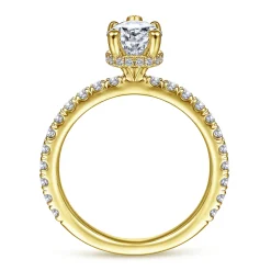 Clearance Gabriel & Co. Alina - 14K Yellow Gold Hidden Halo Pear Shape Diamond Engagement Ring